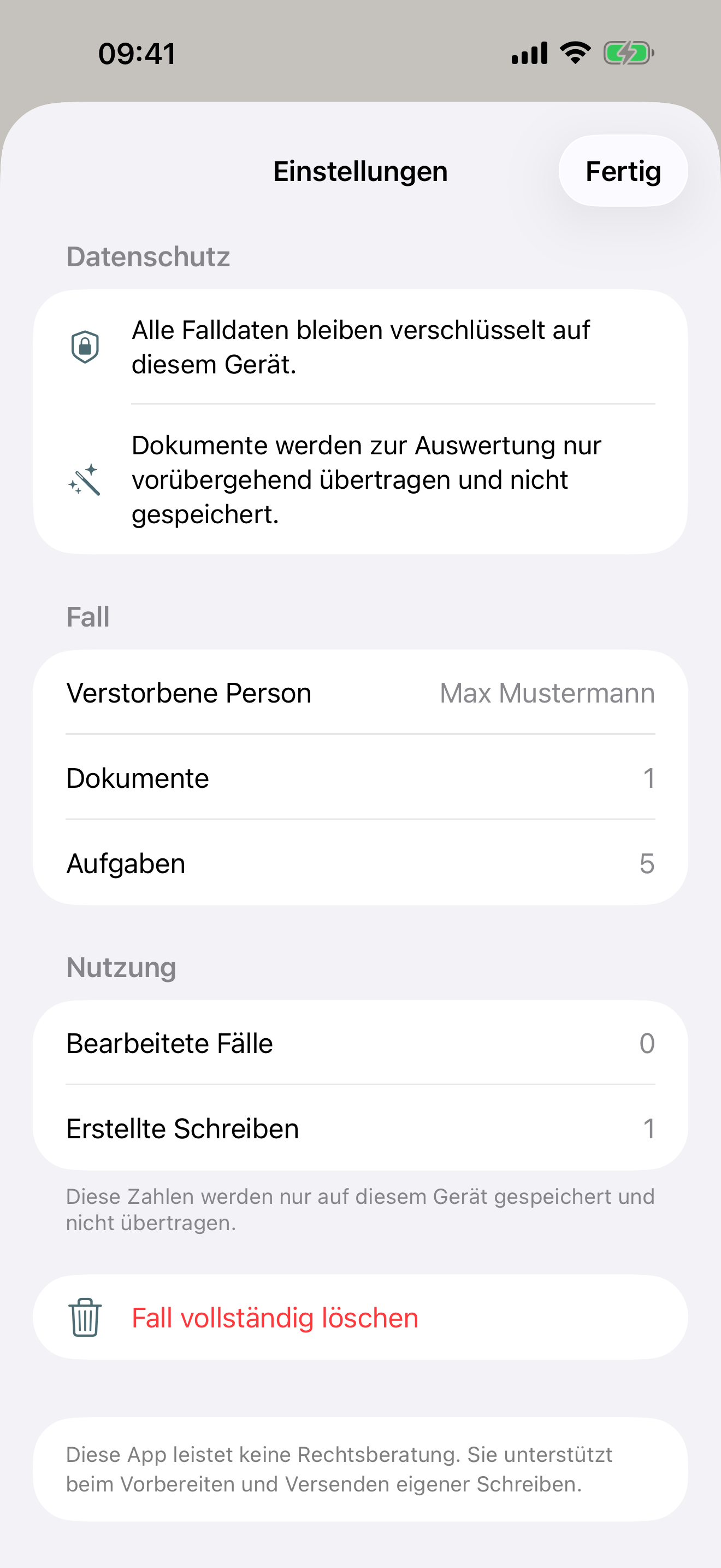 Einstellungen und Datenschutz